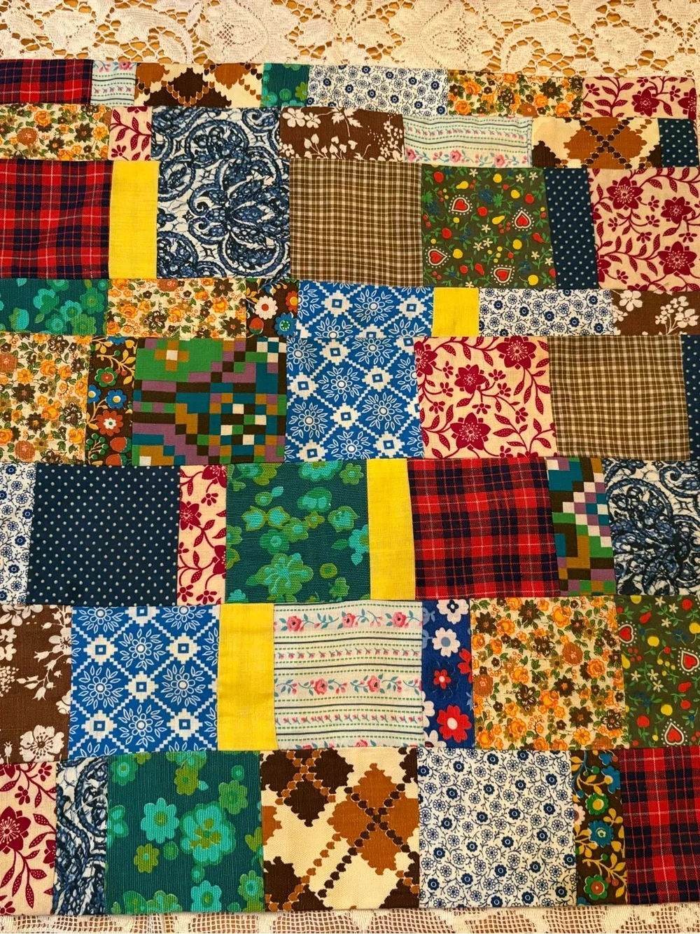 Handmade Patchwork Placemats ♥️ Set of 4 Multicolor Floral & Plaid